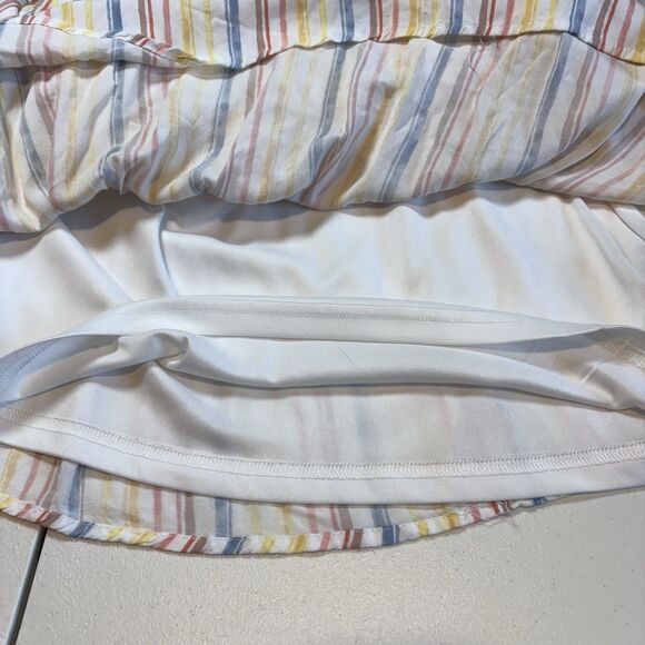 Andree by Unit Dress size L Shift Babydoll Ruffles Tiered Rainbow Stripe Beach - Picture 8 of 10